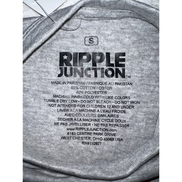 NEW USA American Flag T-Shirt Ripple Junction SMALL Gray Patriotic Tee NWT - Picture 3 of 3